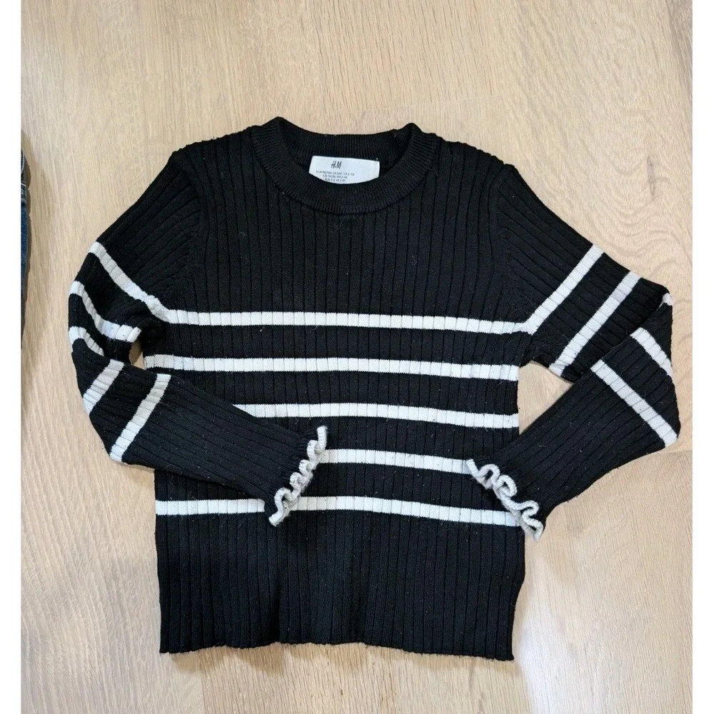 3T Baby Gap 3pc Lot BUNDLE Mom Jeans Fleece Ribbed Striped Top, H&M‎ Black Top